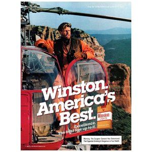 1985 Winston Lights Cigarettes America's Best Vintage Print Ad Helicopter Canyon